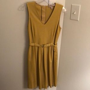 Banana Republic mustard colored belted dress